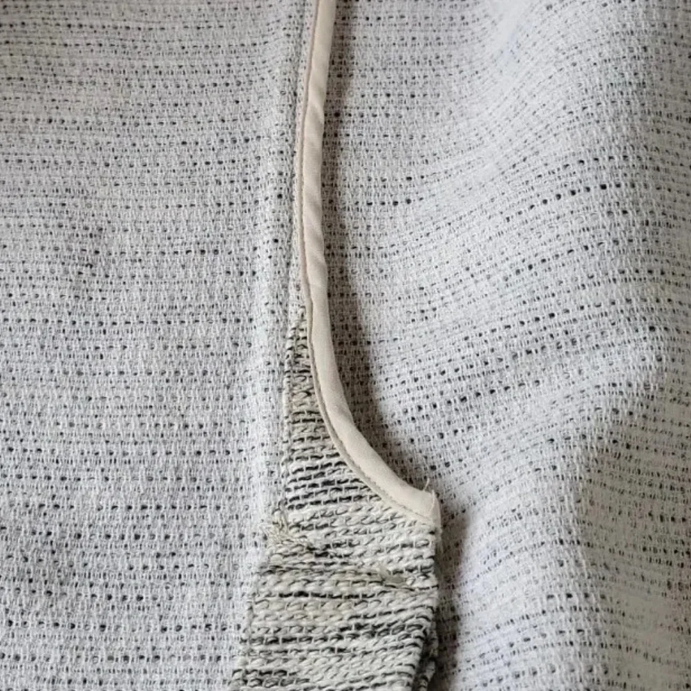 Eileen Fisher Ecru Long Knit Tweed Jacket Knit Black Cream Pockets Snap‎ XL - Picture 5 of 9